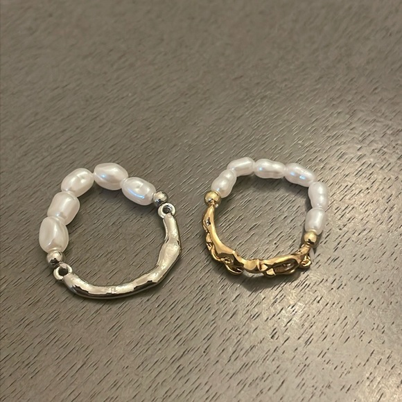 Pearl Ring Stretch Gold or Silver Tone Boho - Picture 1 of 7